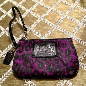 Coach wristlet - black and purple leopard print